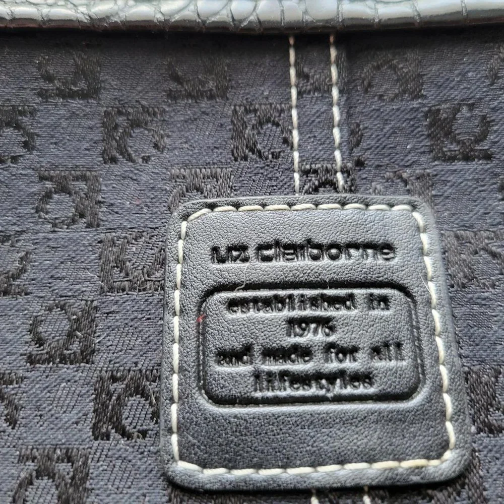 Liz Claiborne Small Black Purse w/ Faux Leather Strap and Accents Button Closure - Picture 2 of 4